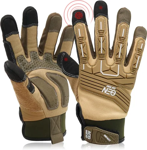 Vista 7 de DEX FIT Guantes de trabajo MG310G Impact, duraderos, agarre resistente, antivibraciones, amortiguadores, ajuste cómodo, compatibles con pantallas