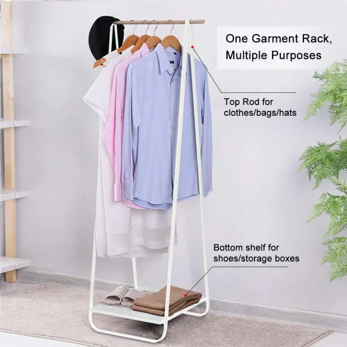 Vista 4 de JEFEE Perchero para colgar ropa, perchero simple para exhibición de almacenamiento de ropa, perchero de metal resistente, estantes de ropa de pie