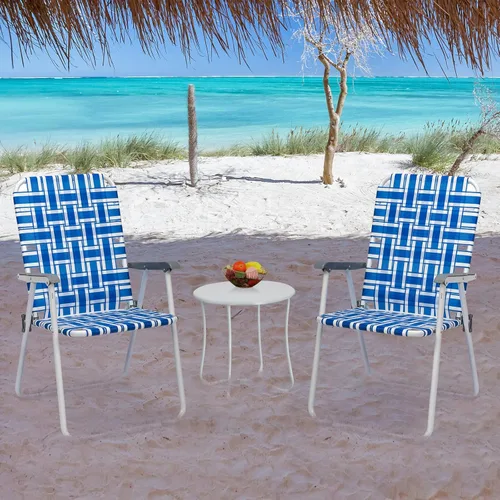 Vista 2 de HomVent Juego de 2 sillas plegables para patio, silla de playa plegable, silla web portátil, para patio, piscina, playa, césped, para interiores
