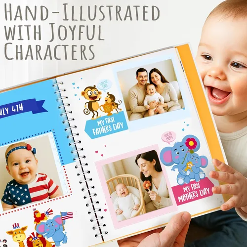 Vista 11 de Libro de recuerdos de bebé para niño o niña First 5 Años Baby Keepsake