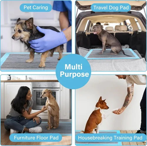 Vista 2 de FluffyDream Almohadilla de entrenamiento impermeable súper absorbente para perros y cachorros, almohadilla para mascotas, tamaño pequeño, azul, 17.5