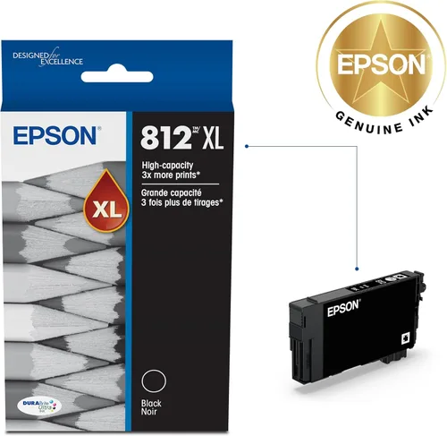 Vista 2 de Epson 812 DURABrite Ultra Ink Cartucho de Alta Capacidad Negro (T812XL120-S) Funciona con WorkForce Pro WF-7310, WF-7820, WF-7840, WorkForce EC-C7000