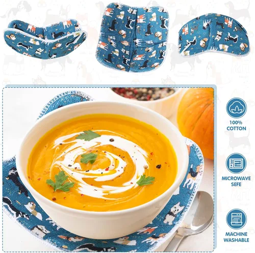 Vista 3 de Cunhill 4 piezas de soportes para cuencos de microondas, almohadillas para ollas, soportes para ollas calientes, multiusos, soportes para platos a