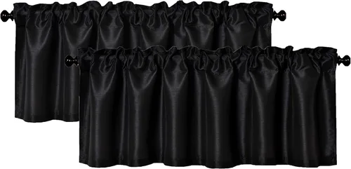 Vista 12 de Aiking Home Collection Paquete de 2 cenefas de ventana de seda sintética sólida, 56 x 16 pulgadas, aguamarina