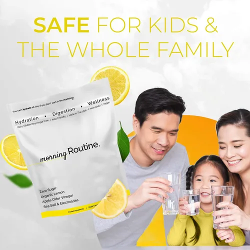 Vista 8 de Morning Routine - Hidratación diaria Paquetes de electrolitos en polvo con vinagre de sidra de manzana, limón y sal marina Polvo hidratante