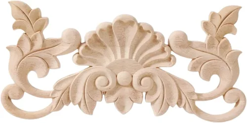 Vista 9 de Apliques de madera tallada en madera tallada calcomanía sin pintar muebles cama puerta gabinete decoración (02,8x10cm/3.15x3.94inch)