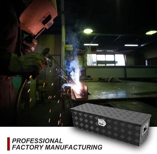 Vista 8 de confote Caja de herramientas chapada en aluminio resistente de 39 pulgadas, caja de herramientas para camioneta, caja de herramientas para remolque