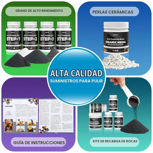 Vista 8 de Rock Tumbler - Juego de recambio de grano y pulido con medios