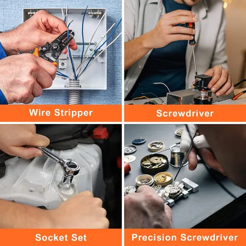 Vista 7 de COMOWARE Kit de herramientas para el hogar de 120 piezas con taladro y 18 brocas de titanio, juego inalámbrico de taladro eléctrico de 20 V