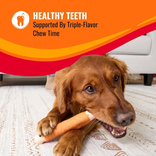 Vista 4 de Good 'n' Fun Masticables de Costillas de Triple Sabor para Todos los Perros, 12 Onzas, Consiente a tu Perro con Masticables de Larga Duración Hechos