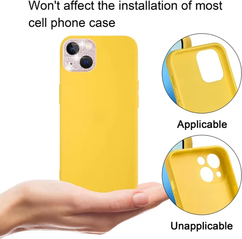 Vista 5 de Wisdompro - Protector de lente de cámara brillante para iPhone 13 de 6.1 pulgadas, para iPhone 13 Mini de 5.4 pulgadas, accesorios de decoración