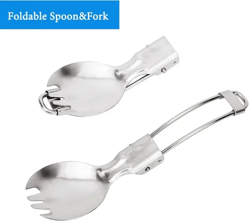 Vista 7 de Tazón de camping grande de 40.6 fl oz con cuchara plegable, cuenco plegable con tapa, caja Bento de silicona, para viajes, campamento, preparación