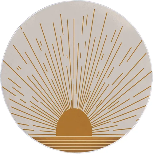 Vista 6 de Bath Mat Round Rug 2 ft, Boho Sun Line Mandala Washable Circular Rugs, Non Slip Absorbent Beige Circle Area Carpet for Kitchen Living Room Bedroom