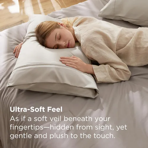 Vista 2 de Bedsure - Fundas para almohada tamaño Queen, de microfibra cepillada y con cierre envolvente, muy suaves y acogedoras, juego de 2, color lino, 20 x