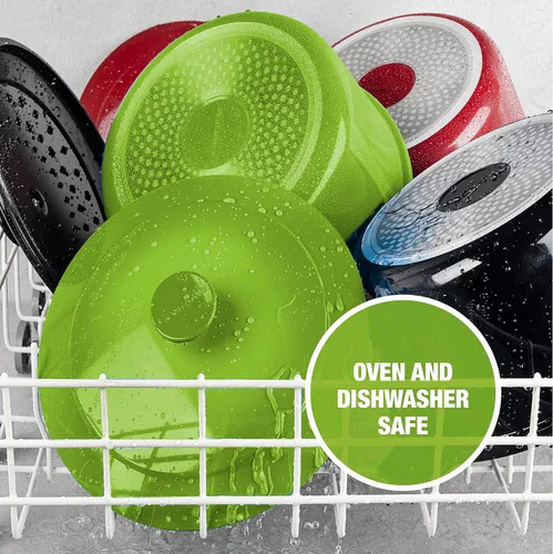 Vista 4 de Granitestone Horno holandés, 5 cuartos de galón ultra antiadherente esmaltado ligero olla holandesa de aluminio con tapa, redonda de 5 cuartos