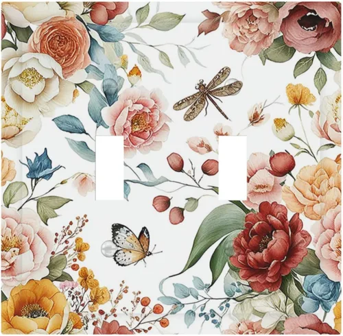 Vista 34 de Cubiertas de enchufe de pintura floral de grafiti de girasol abstracto, 1 palanca, 1 combinación basculante, placas de interruptor eléctrico, placa