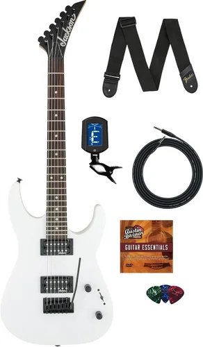 Vista 13 de Jackson JS Series Dinky JS11Q Electric Guitar - Transparent Black Bundle with Frontman 10G Amplifier, Gig Bag, Tuner, Strap, Cable, Picks, and