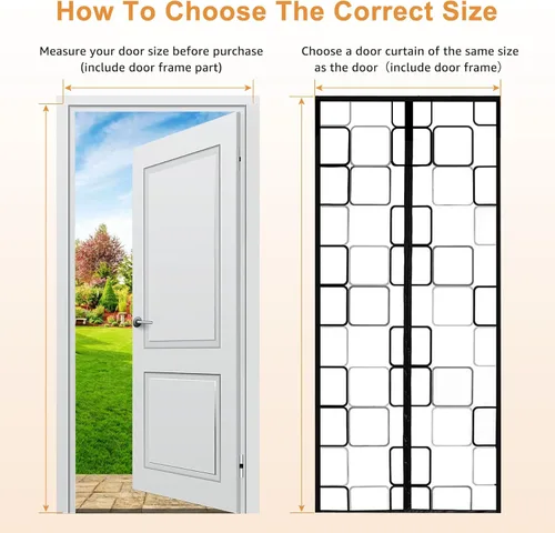 Vista 2 de Cortina de puerta aislada - 32x80 pulgadas Cubierta térmica magnética y aislante con cierre automático Pantalla de privacidad para puerta Mantiene