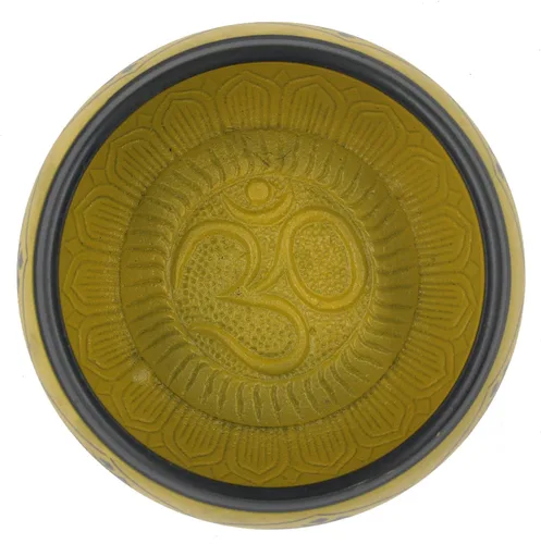 Vista 4 de DharmaObjects Yoga Meditación 6 Pulgadas 8 Símbolos de la Suerte Símbolos Cantando Tazón/Cojín/Cuero Mazo Set de Regalo (Negro)