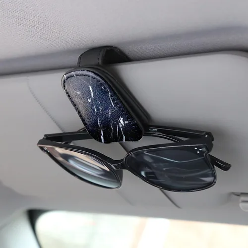 Vista 6 de Soporte para Gafas de Sol para Visera de Coche, El Vibrante Girasol Magnético de Piel para Clip de Visera de Coche, Aplicable a Recibos, Tickets
