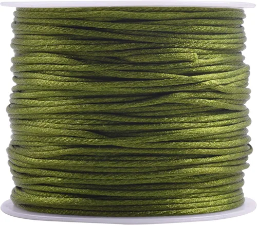 Vista 15 de KONMAY - Cuerda de nailon satinado de seda, 45.72 metros, 0.8mm cola de rata, para nudos chinos, Kumihimo, abalorios, macramé, joyería, Verde manzana