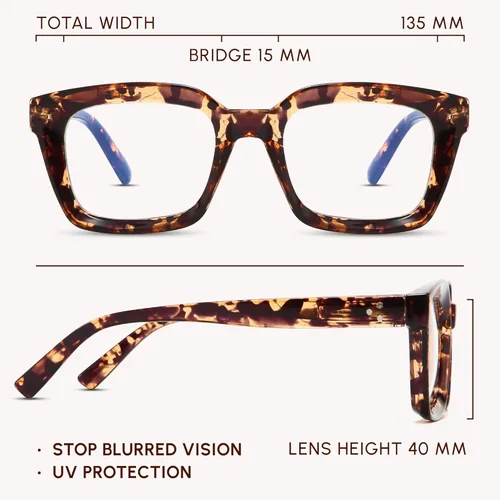 Vista 5 de IBOANN Gafas de luz azul de gran tamaño para mujer, gafas de moda funky con aspecto preppy, reducen la fatiga de la pantalla, gafas de computadora