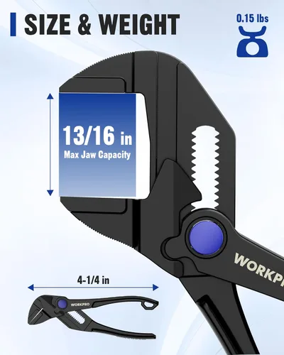 Vista 3 de WORKPRO Mini alicates de 4 pulgadas con mordazas paralelas lisas Plateado