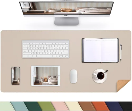 Vista 16 de Protector de escritorio de cuero, tapete de escritorio grande con corcho natural y cuero PU, alfombrilla para mouse, alfombrilla de escritorio