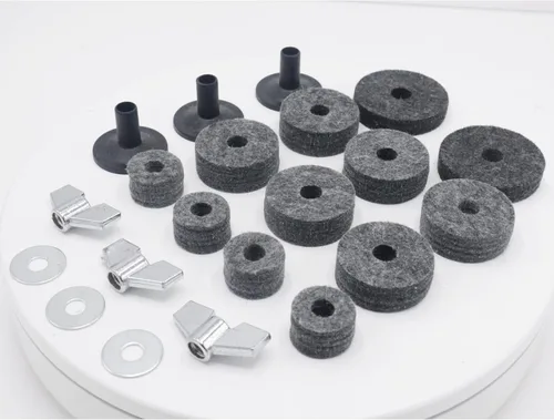 Vista 7 de 21 piezas de platillos accesorios de repuesto para platillos de fieltros, copa de fieltro de embrague Hi-Hat con mangas, tuercas de ala de base