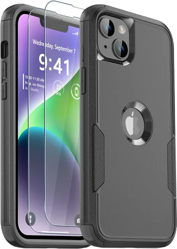 Vista 22 de Funda para iPhone 12, 2 protectores de pantalla de vidrio templado, 10 pies a prueba de caídas, antideslizante, a prueba de golpes, para iPhone 12