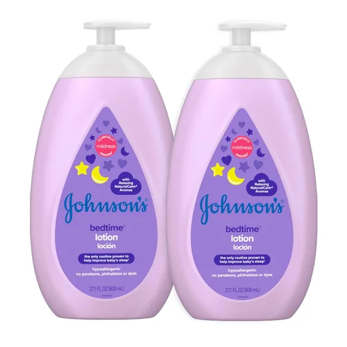 Vista 9 de Johnson's Loción hidratante para bebés con aceite de coco y aromas NaturalCalm para ayudar a relajar al bebé, hipoalergénica y libre de parabenos