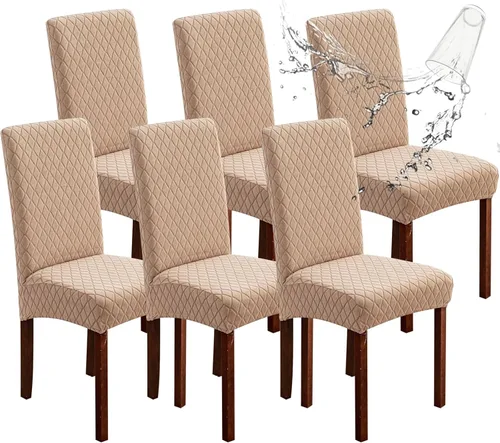 Vista 17 de Genina Juego de 4 fundas 100 % impermeables para sillas de comedor grandes, fundas protectoras elásticas para sillas Parson para el hogar