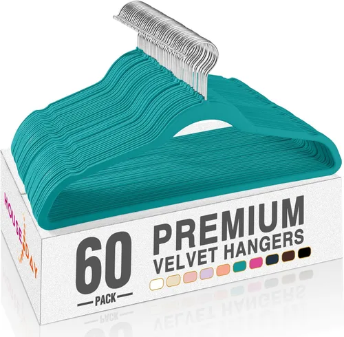 Vista 19 de HOUSE DAY Perchas de terciopelo beige, paquete de 20 perchas de fieltro antideslizantes resistentes para abrigos, perchas delgadas de alta calidad