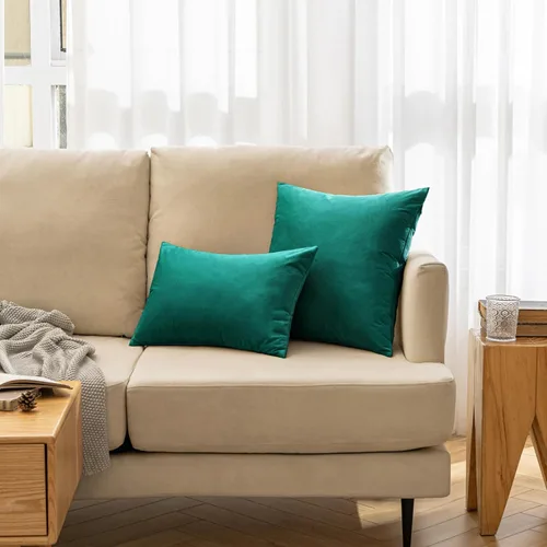 Vista 3 de ANRODUO - Juego de 2 fundas de almohada de terciopelo, suaves, decorativas, cuadradas o rectangulares, lisas, acogedoras, modernas, de decoración