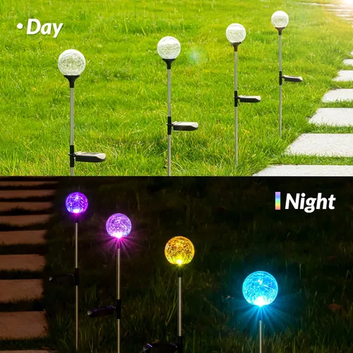 Vista 3 de SOLPEX Paquete de 3 luces solares de jardín, luces solares decorativas para exteriores, luces solares de globo impermeables para patio y Navidad