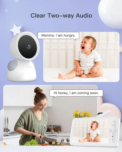 Vista 2 de ARENTI Monitor de cámara para bebé, WiFi 6 de 2K/3MP, aplicación para smartphone, visión nocturna, detección de llanto, seguimiento automático