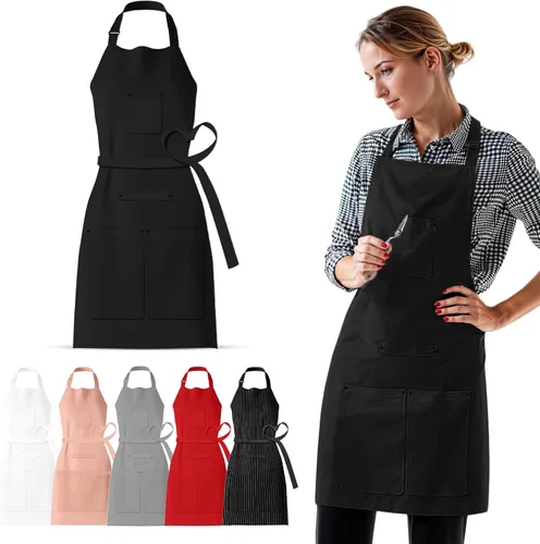 Vista 12 de Waterproof Apron for Adults – Adjustable Fit with Deep Pockets, Stylish Cooking & Baking Apron for Women & Men