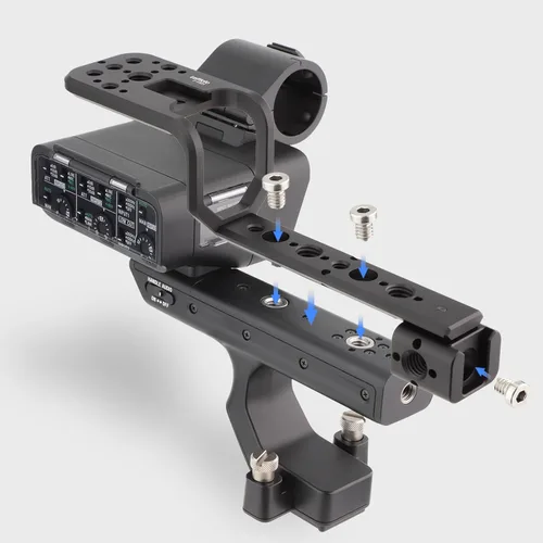 Vista 5 de Leftfoto Soporte de extensión de mango compatible con unidad de mango XLR para cámara Sony FX3 FX30, agarre de soporte de extensión con zapata fría