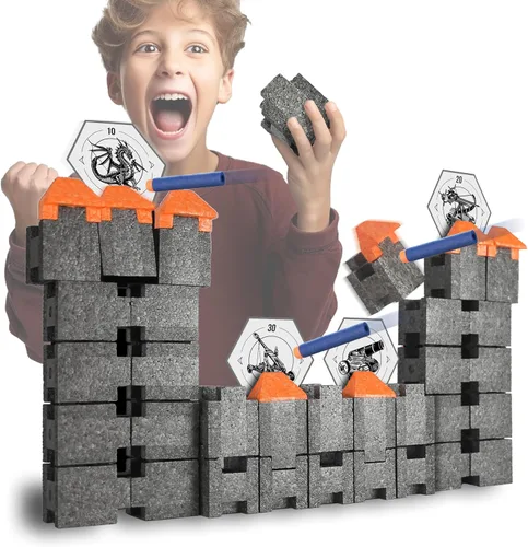Castle Pack – Objetivos construibles y destruibles para pistolas Nerf – para niños mayores de 6 años – Juego de objetivos extremos y desafío –