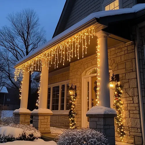 Vista 7 de Dazzle Bright Luces de carámbano de Navidad, 88.5 pies, 1080 LED, 8 modos, cortina de luces con 180 gotas, tira de luces de Navidad para decoración