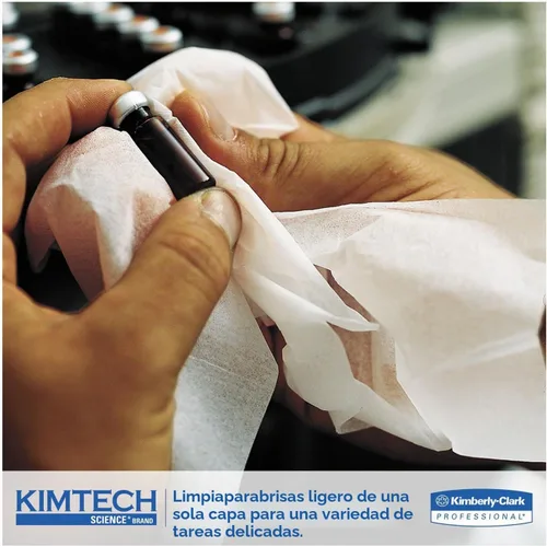 Vista 2 de Kimtech 34120 KIMWIPES Limpiaparabrisas delicados, 1 capa, 4 2/5 x 8 2/5, 280/caja, 30 cajas/cartón