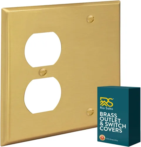 Vista 35 de Rio Salto Placa de pared de metal dorado en latón Placa de salida en blanco Cubierta para tomas de corriente no utilizadas Interruptor de pared de 1