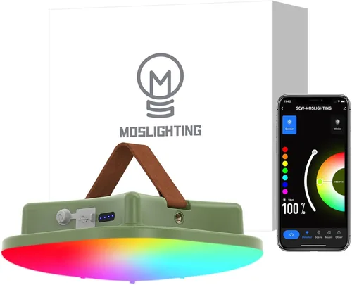 Linterna de camping recargable, luz LED inteligente con control Bluetooth por la aplicación Tuya, sincronización de música RGB LED luces de camping,