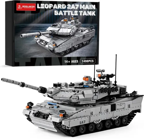 Leopard II - Bloque de construcción de tanque de batalla principal, juego de juguetes de construcción de tanques militares para exhibir, modelo