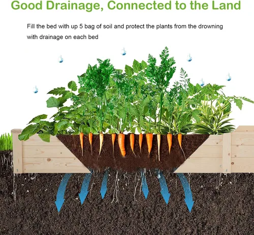 Vista 2 de Kit de cama de jardín, caja de jardín de madera, kit de maceta de madera de 8 pies para patio trasero y patio