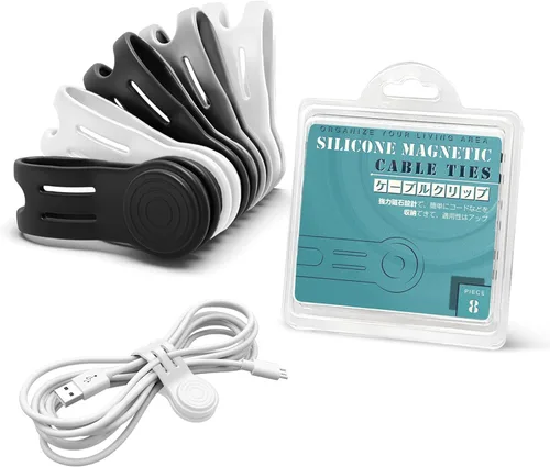 Vista 13 de Organizadores de bridas magnéticas para cables, Kanemc bridas de cable de silicona con envoltura de cable reutilizable, bridas giratorias