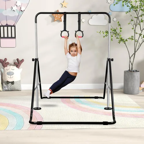 Vista 4 de Expandable Gymnastics Bars with Ring, Adjustable Height Gymnastic Horizontal Bars, Gym Junior Training Bar Children Folding Training Monkey Bars for