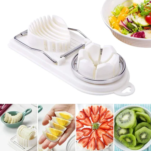 Vista 5 de Egg Slicer Cutter,2 in 1 Stainless Steel Cutting Wires Egg Slicer Multi Purpose Egg Dicer & Wedger