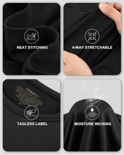 Vista 4 de WEERTI Ropa interior térmica para hombre, capa base de tela polar con forro polar