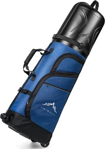 Vista 11 de UNIHIMAL Bolsa de viaje de golf con funda rígida de PC, tela Oxford resistente 1680D, bolsas de viaje para aerolíneas con ruedas, resistente al